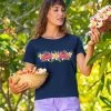 Plumeria Haku - Navy Short Sleeve Scoop Neck T-Shirt -Chic Clothing Shop 0031d70b 1c7b 4a1f 9de9 2e476eee9903