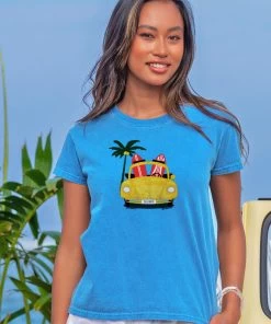 Volkswagen Surf Bug - Blue Hawaii Dyed Short Sleeve Crewneck T-Shirt