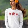 Beautiful Hibiscus - White Long Sleeve Crewneck T-Shirt -Chic Clothing Shop 062e6474 0ed3 426e 9ffd 28f2d39463f8