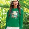Vintage Tropic Beach Scene - Wintergreen Dyed Long Sleeve Crewneck T-Shirt -Chic Clothing Shop 08fd6d00 849f 4227 8995 87f5abe4ed27