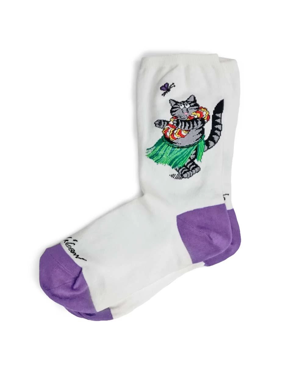 B. Kliban Hula Cat - Graphic Cotton Crew Socks 3 B. Kliban Hula Cat - Graphic Cotton Crew Socks