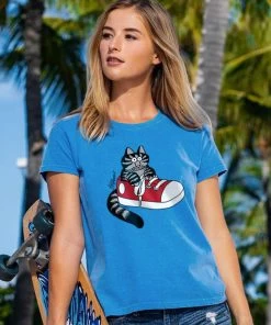 B. Kliban Cat In Sneaker - Blue Hawaii Dyed Short Sleeve Crewneck T-Shirt