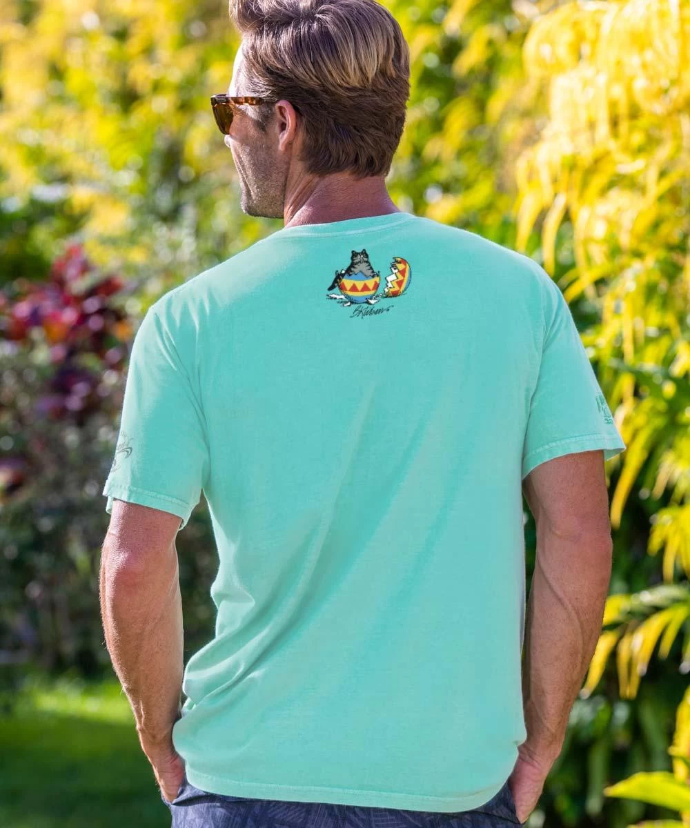 B. Kliban Cat With Easter Bunny - Key Lime Dyed Short Sleeve Crewneck T-Shirt 4 B. Kliban Cat With Easter Bunny - Key Lime Dyed Short Sleeve Crewneck T-Shirt - Image 2