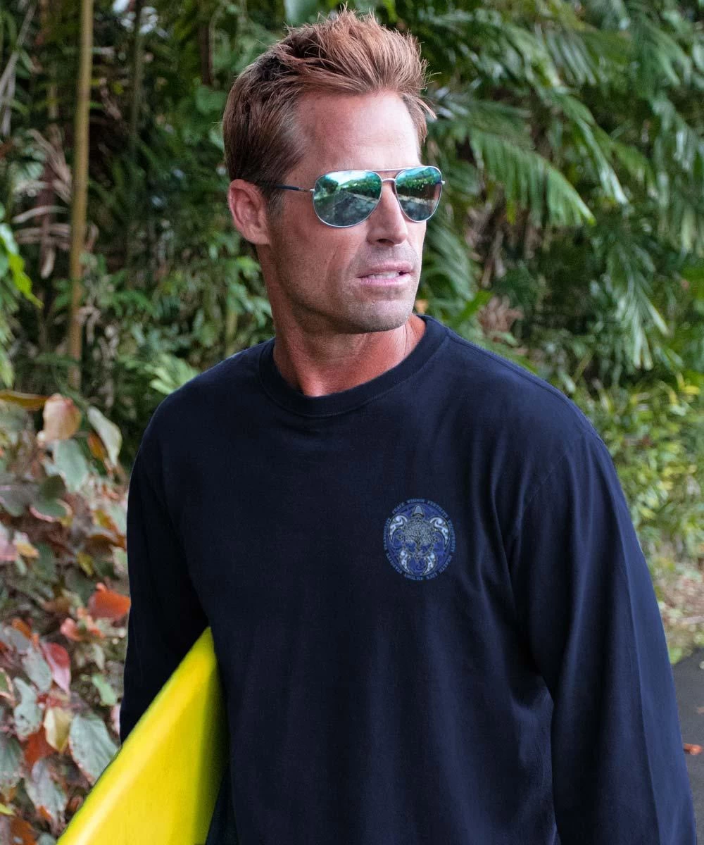 Lucky Olive Honu - Navy Long Sleeve Crewneck T-Shirt 4 Lucky Olive Honu - Navy Long Sleeve Crewneck T-Shirt - Image 2