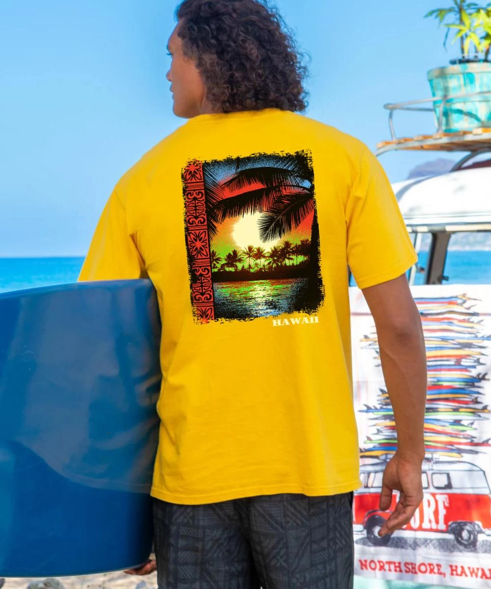 Sunset Vibes - Pineapple Dyed Short Sleeve Crewneck T-Shirt 3 Sunset Vibes - Pineapple Dyed Short Sleeve Crewneck T-Shirt