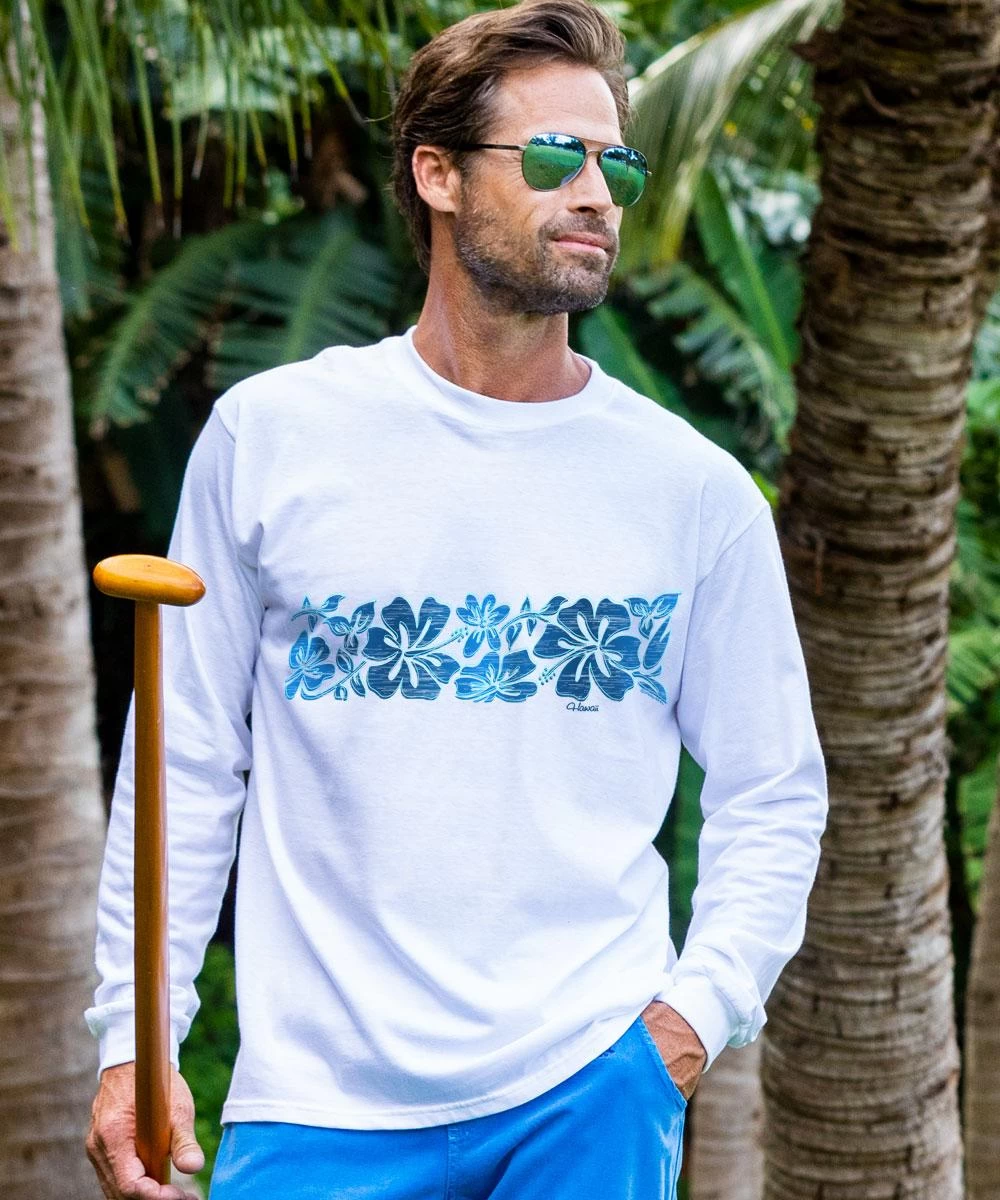 Surfa Stripe - White Long Sleeve Crewneck T-Shirt 3 Surfa Stripe - White Long Sleeve Crewneck T-Shirt