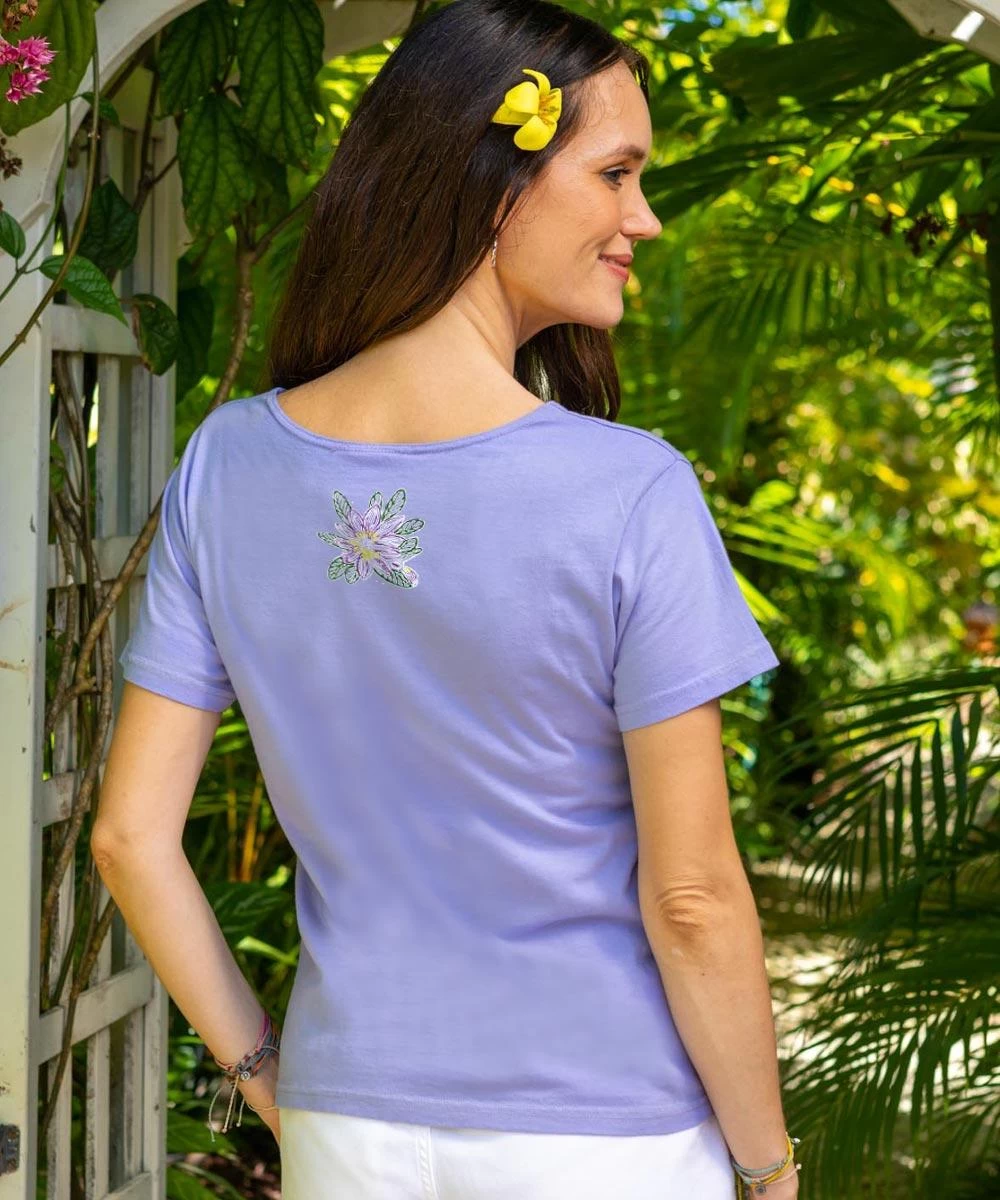 Naupaka - Lavender Dyed Short Sleeve Scoop Neck T-Shirt 4 Naupaka - Lavender Dyed Short Sleeve Scoop Neck T-Shirt - Image 2