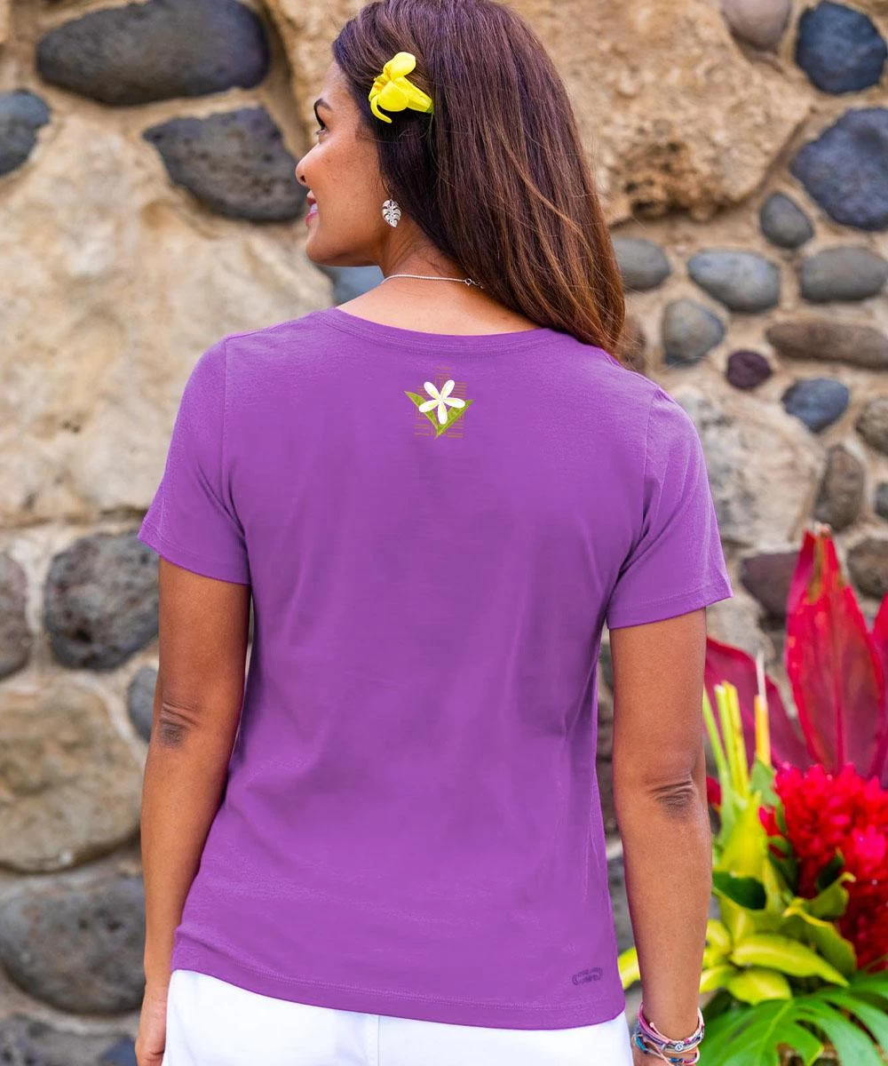 Plumeria Breeze - Violet Short Sleeve Pima V-Neck T-Shirt 4 Plumeria Breeze - Violet Short Sleeve Pima V-Neck T-Shirt - Image 2