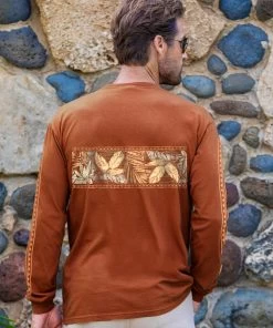 Island Tropical Band - Cinnamon Dyed Long Sleeve Crewneck T-Shirt -Chic Clothing Shop 27a66489 dbf1 471f 9cdb a51392aafb0e
