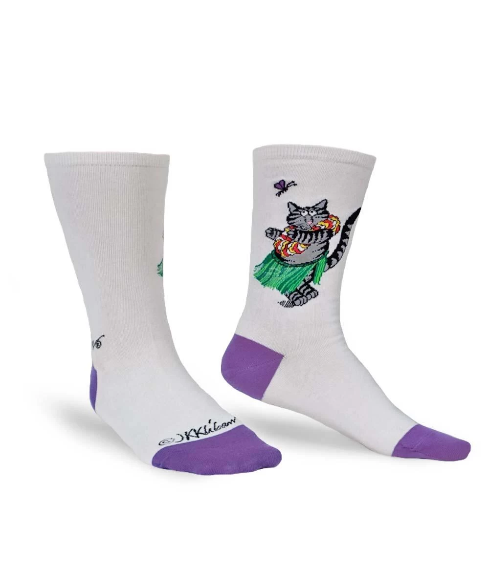 B. Kliban Hula Cat - Graphic Cotton Crew Socks 4 B. Kliban Hula Cat - Graphic Cotton Crew Socks - Image 2