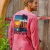 Tropical Sunset Sail - Paradise Red Dyed Long Sleeve Crewneck T-Shirt -Chic Clothing Shop 32a33940 1872 48fa bf2c 7f82e016905c