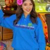 Retro Rainbow Hibiscus Band - Blue Hawaii Dyed Long Sleeve Lightweight Pullover -Chic Clothing Shop 45ed0324 395b 47b6 bb6e 9717228c72d3