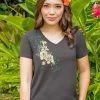 Elegant Floral - Graphite Short Sleeve Pima V-Neck T-Shirt -Chic Clothing Shop 47968e9e cef9 4f20 bc87 8ffe7469b449