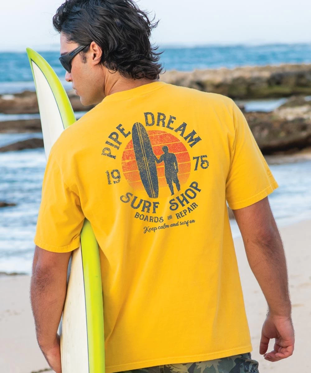 Pipe Dream Surf Shop - Pineapple Dyed Short Sleeve Crewneck T-Shirt 3 Pipe Dream Surf Shop - Pineapple Dyed Short Sleeve Crewneck T-Shirt