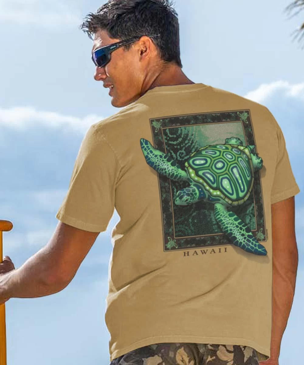 Sea Turtle Mosaic - Kona Coffee Dyed Short Sleeve Crewneck T-Shirt 3 Sea Turtle Mosaic - Kona Coffee Dyed Short Sleeve Crewneck T-Shirt
