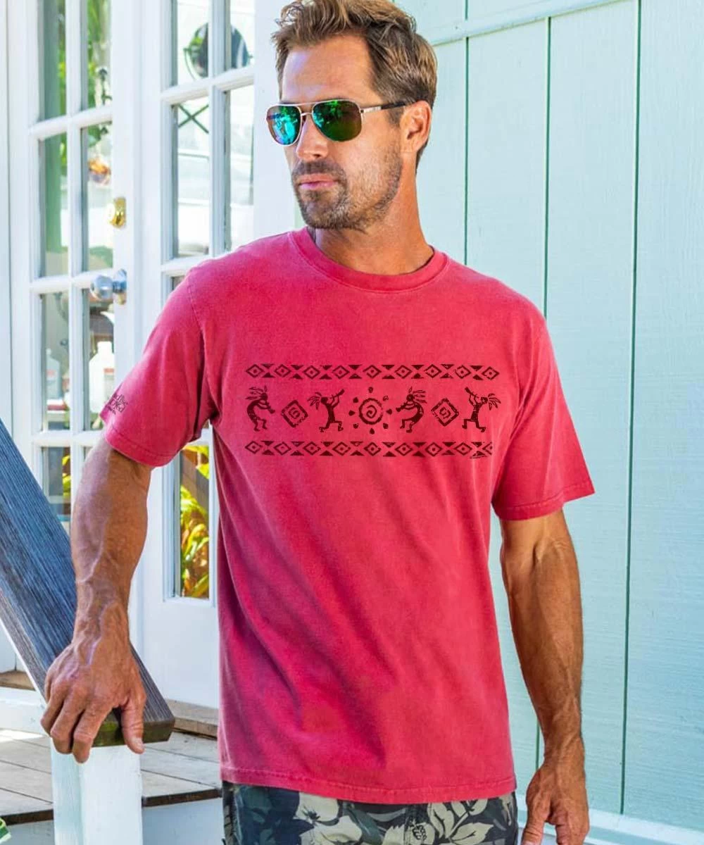 Kokopelli Sol - Paradise Red Dyed Short Sleeve Crewneck T-Shirt 3 Kokopelli Sol - Paradise Red Dyed Short Sleeve Crewneck T-Shirt