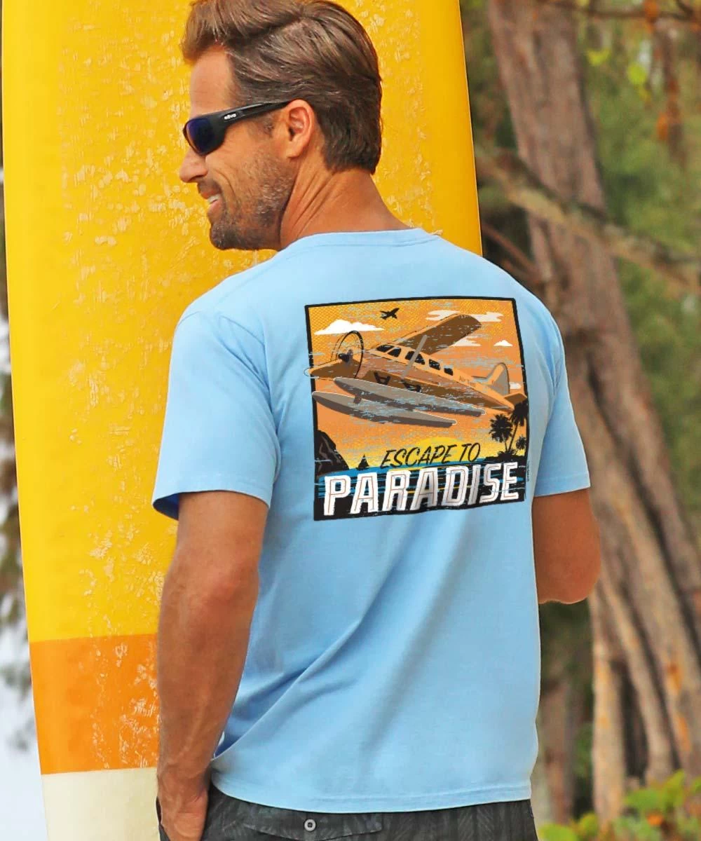 Escape To Paradise - Blue Sky Short Sleeve Crewneck T-Shirt 3 Escape To Paradise - Blue Sky Short Sleeve Crewneck T-Shirt