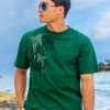 Mano A Mano Ekolu Vertical - Forest Green Short Sleeve Crewneck T-Shirt -Chic Clothing Shop 53fb989d e68e 4846 94e2 1d5fe5106b42