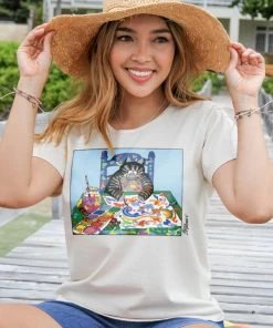 B. Kliban Artist Cat - Coconut Dyed Short Sleeve Scoop Neck T-Shirt