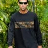 Wavey Floral Band - Black Long Sleeve Crewneck T-Shirt
