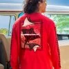 Spotted Eagle Ray - Candy Apple Red Dyed Long Sleeve Crewneck T-Shirt -Chic Clothing Shop 59062a8c 8288 4f83 bec7 35abda789122