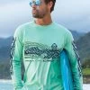 Honu Tribal Mauka - Key Lime Dyed Long Sleeve Crewneck T-Shirt -Chic Clothing Shop 5c85a350 2744 4615 a535 060852190429