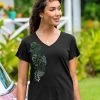Misty Monstera - Jet Black Short Sleeve Pima V-Neck T-Shirt 1 Misty Monstera - Jet Black Short Sleeve Pima V-Neck T-Shirt -Chic Clothing Shop 60569416 60e8 4777 a438 b2147d24b543