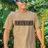 Tribal Manta Linear - Kona Coffee Dyed Short Sleeve Crewneck T-Shirt