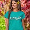 Hibiscus Swirl Band - Jade Short Sleeve Scoop Neck T-Shirt -Chic Clothing Shop 635706e8 50cc 42cb 89b6 0502f807e115