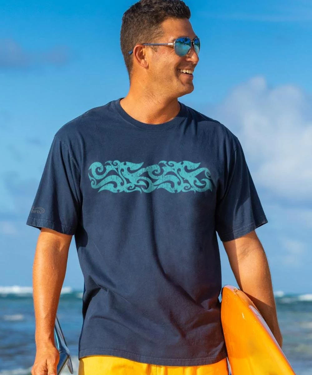 Kohola Stripe - Navy Short Sleeve Crewneck T-Shirt 3 Kohola Stripe - Navy Short Sleeve Crewneck T-Shirt