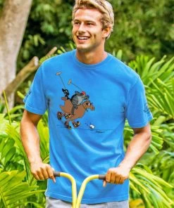 B. Kliban Polo Cat - Blue Hawaii Dyed Short Sleeve Crewneck T-Shirt