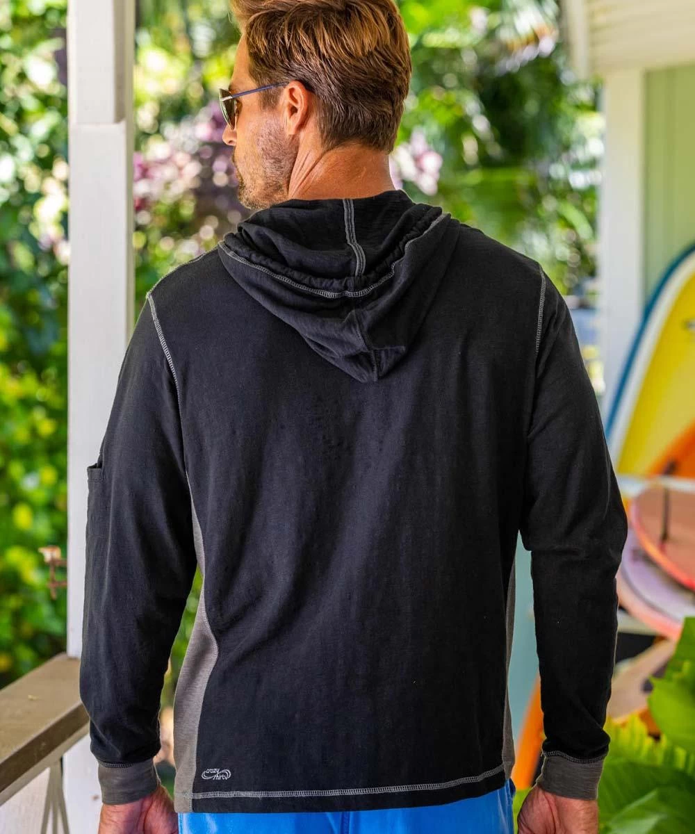 Tribal Honu Manta Flow - Black/Charcoal Long Sleeve Longboard Hooded Tee 4 Tribal Honu Manta Flow - Black/Charcoal Long Sleeve Longboard Hooded Tee - Image 2