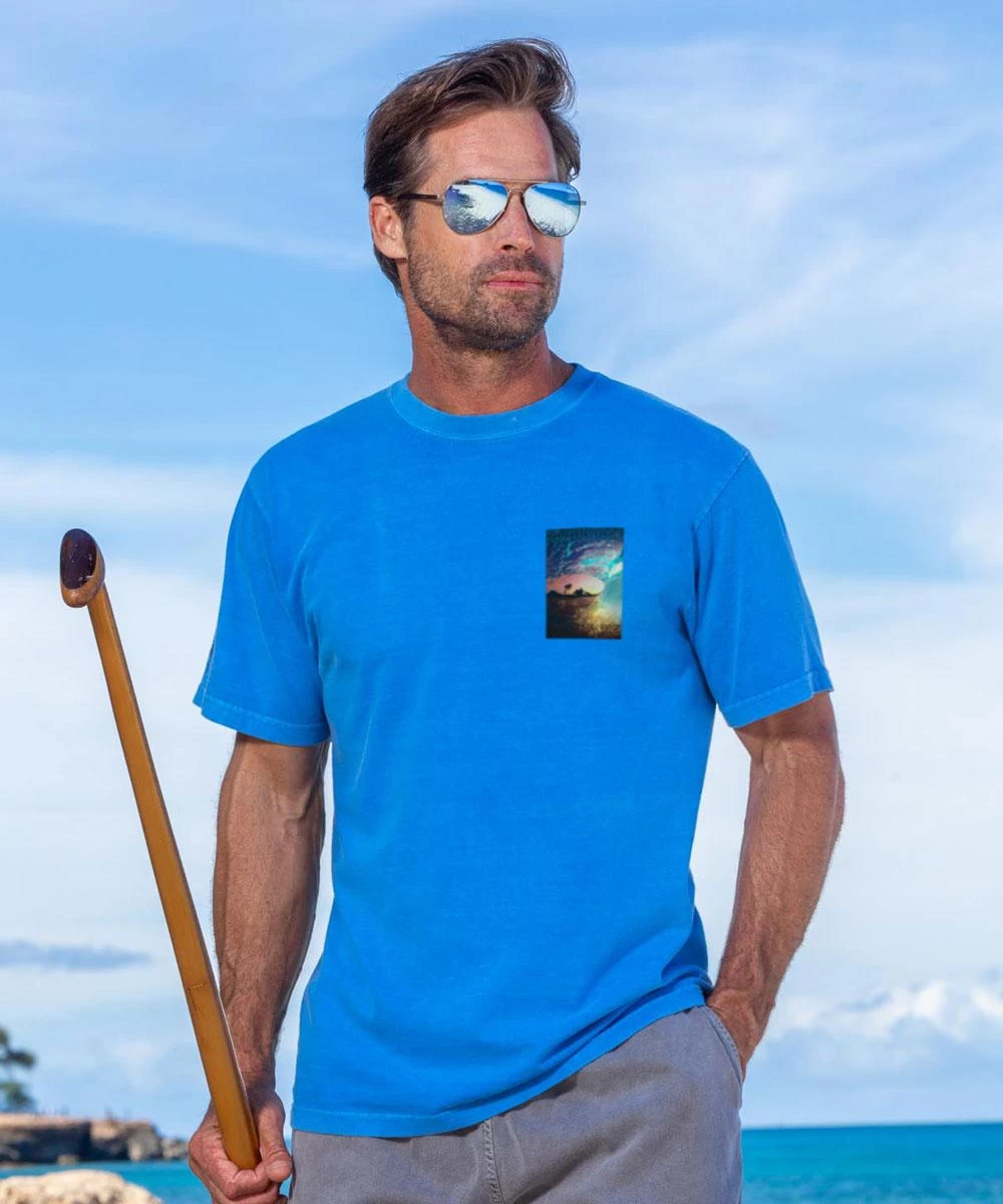 Clark Little Rainbow Shave Ice - Blue Hawaii Dyed Short Sleeve Crewneck T-Shirt 4 Clark Little Rainbow Shave Ice - Blue Hawaii Dyed Short Sleeve Crewneck T-Shirt - Image 2