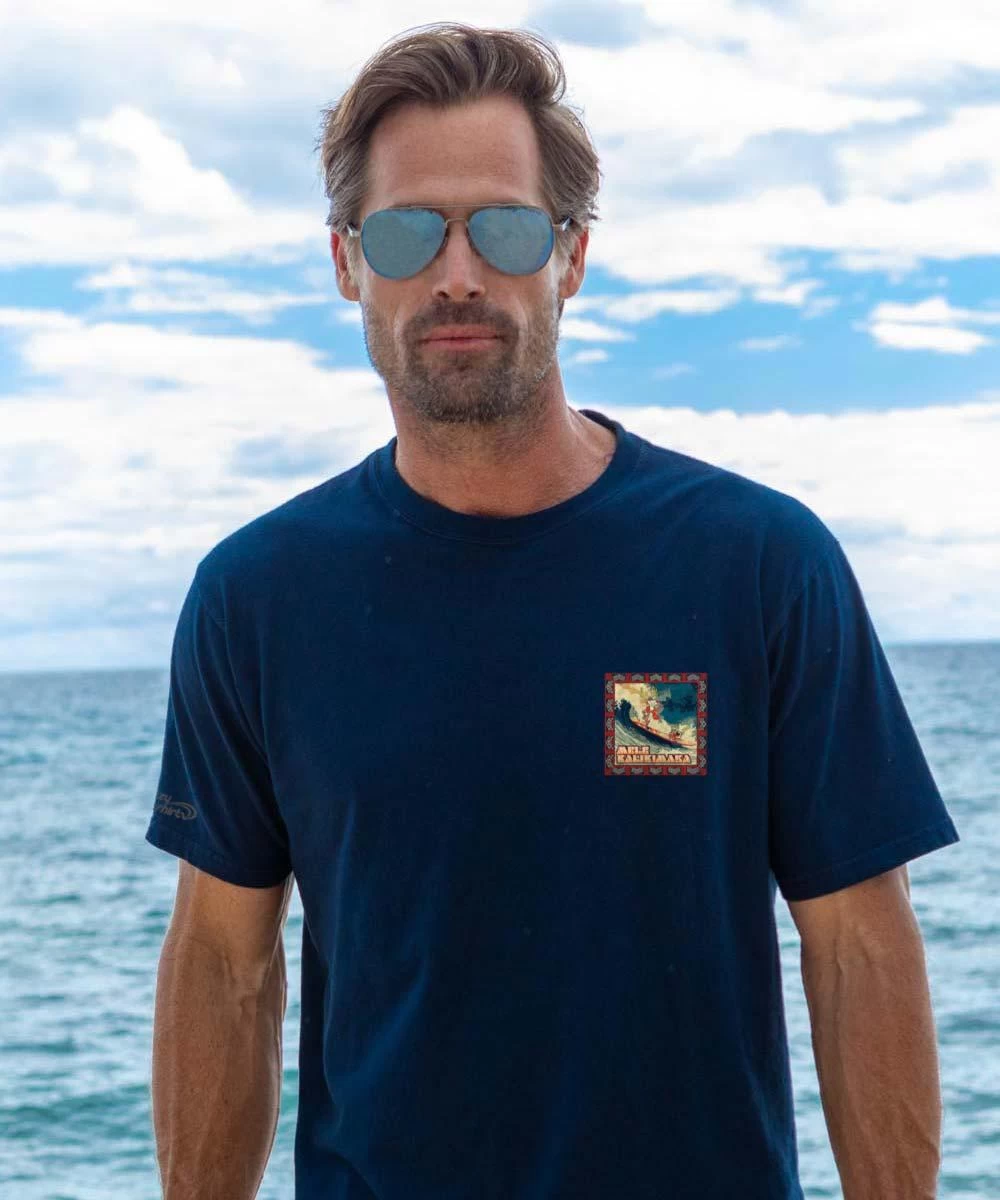 Reindeer Wave - Navy Short Sleeve Crewneck T-Shirt 4 Reindeer Wave - Navy Short Sleeve Crewneck T-Shirt - Image 2