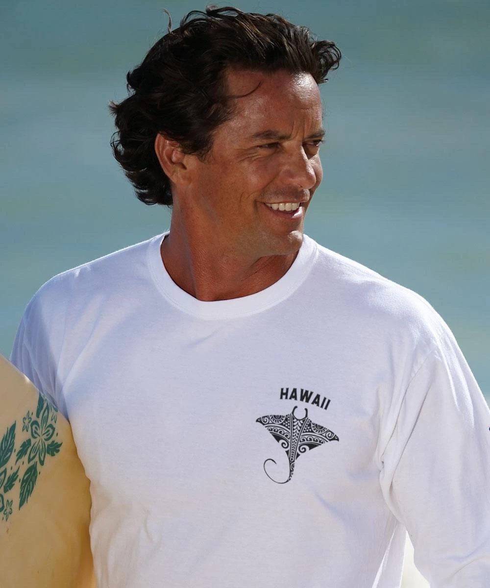 Kava Kava Ray - White Long Sleeve Crewneck T-Shirt 4 Kava Kava Ray - White Long Sleeve Crewneck T-Shirt - Image 2