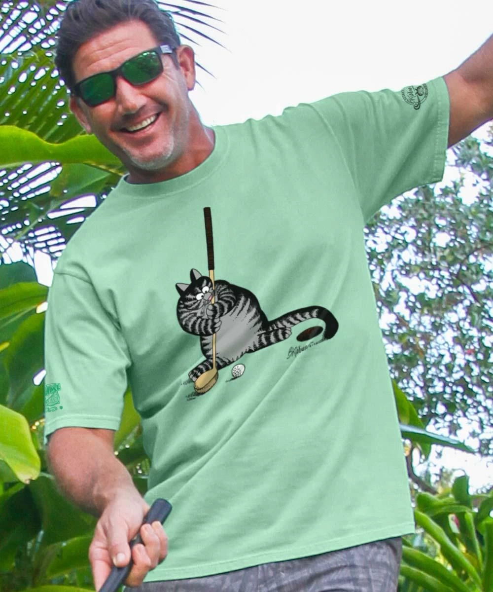 B. Kliban Golf Putt Cat - Key Lime Dyed Short Sleeve Crewneck T-Shirt 3 B. Kliban Golf Putt Cat - Key Lime Dyed Short Sleeve Crewneck T-Shirt