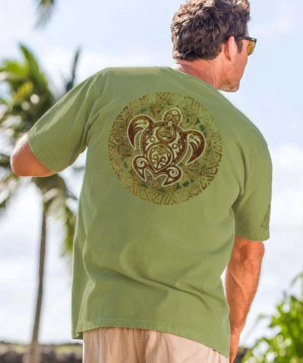 Tribal Turtle - Hemp Dyed Short Sleeve Crewneck T-Shirt 3 Tribal Turtle - Hemp Dyed Short Sleeve Crewneck T-Shirt