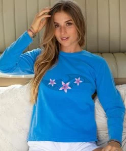 Tribal Night Shade - Blue Hawaii Dyed Long Sleeve Crewneck T-Shirt