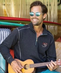 Tribal Mano Islands - Charcoal/Heather Long Sleeve Mountain Peak Pullover