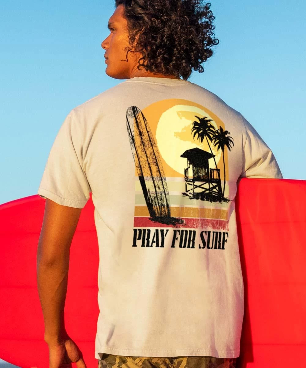 Retro Surf Beach - Coconut Dyed Short Sleeve Crewneck T-Shirt 3 Retro Surf Beach - Coconut Dyed Short Sleeve Crewneck T-Shirt