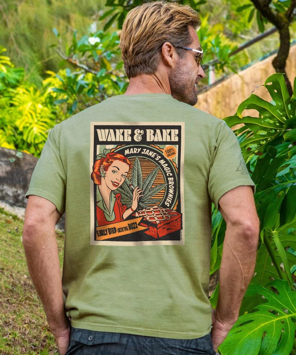 Wake And Bake - Hemp Dyed Short Sleeve Crewneck T-Shirt 3 Wake And Bake - Hemp Dyed Short Sleeve Crewneck T-Shirt