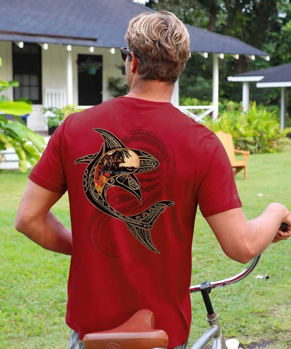 Tribal Mano Scenic - Rugby Red Short Sleeve Pima T-Shirt 3 Tribal Mano Scenic - Rugby Red Short Sleeve Pima T-Shirt