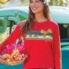 Retro Island Band - Candy Apple Red Dyed Long Sleeve Crewneck T-Shirt -Chic Clothing Shop 8708cee8 32e6 453b 8979 b25a6b9aad30