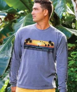 Panoramic Sunset - Crater Dyed® Long Sleeve Crewneck T-Shirt