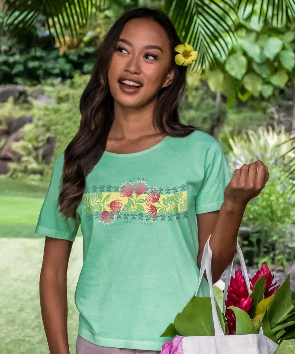 Ohia Lehua Band - Key Lime Dyed Short Sleeve Scoop Neck T-Shirt 3 Ohia Lehua Band - Key Lime Dyed Short Sleeve Scoop Neck T-Shirt