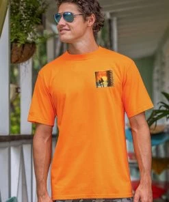 Beach Tiki Sunset - Apricot Dyed Short Sleeve Crewneck T-Shirt -Chic Clothing Shop 94153e2a 3fac 44b1 81c4 de438cd30c9d