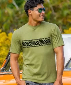 Linear Tribal - Hemp Dyed Short Sleeve Crewneck T-Shirt