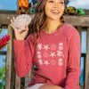 Island Charms - Paradise Red Dyed Long Sleeve Crewneck T-Shirt -Chic Clothing Shop 9a331b5a 148c 4a6d 8051 f2d7b2150233