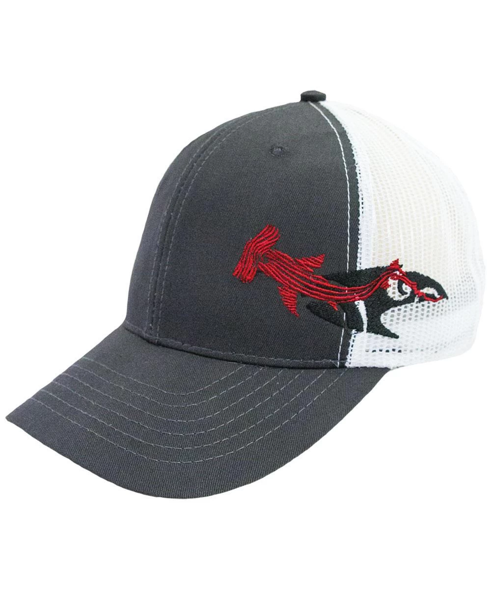 Woodcut Shark - Charcoal Trucker Hat 3 Woodcut Shark - Charcoal Trucker Hat