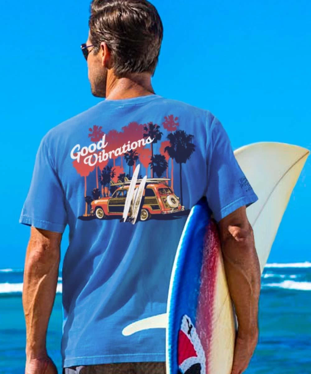 Good Vibrations - Blue Hawaii Dyed Short Sleeve Crewneck T-Shirt 3 Good Vibrations - Blue Hawaii Dyed Short Sleeve Crewneck T-Shirt